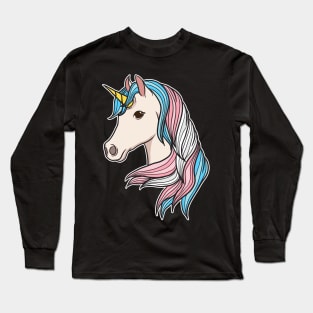 Trans Pride Unicorn Transgender LGBTQ Non-Binary Long Sleeve T-Shirt